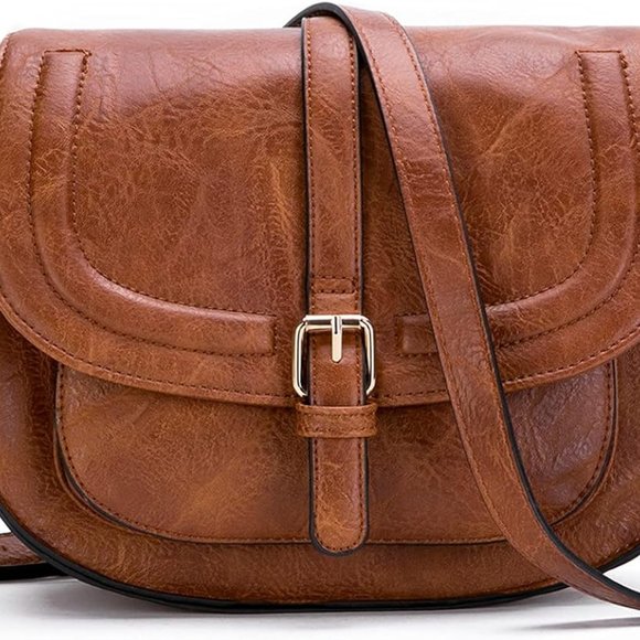 Crossbody Bags for Women,Small Saddle Purse and Boho Cross Body Handbags,Leather - Picture 1 of 6